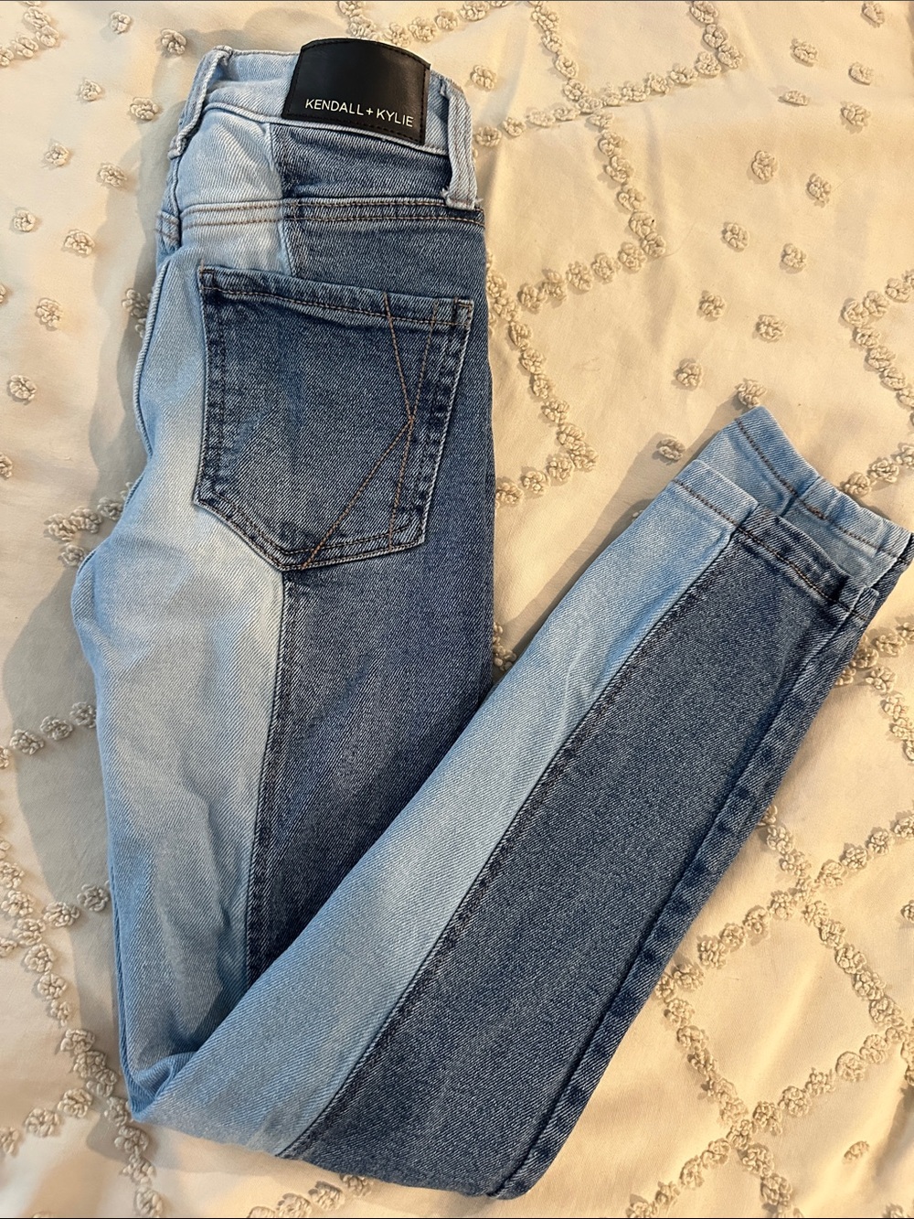 Kendall & Kylie Two-Tone Light and Medium Blue Skinny Jeans